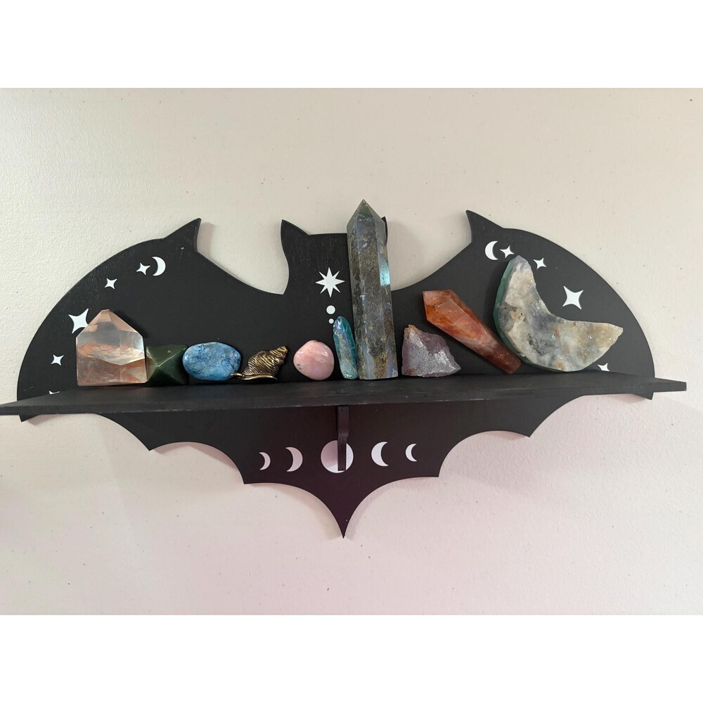 Gothic Bat Crystal Shelf — 16x8” | Witchy Crystal Display | Protection & Spiritu - Picture 3 of 7